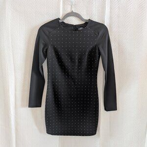 Bebe Black Studded Long Sleeve Mini Dress Size XXS Y2K Cocktail Wedding Guest